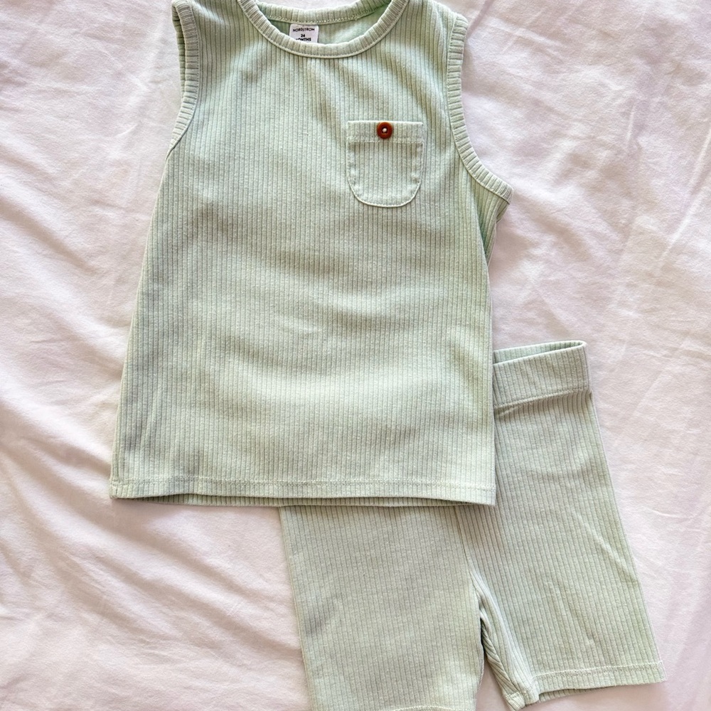 Nordstrom Light Green toddler baby matching set